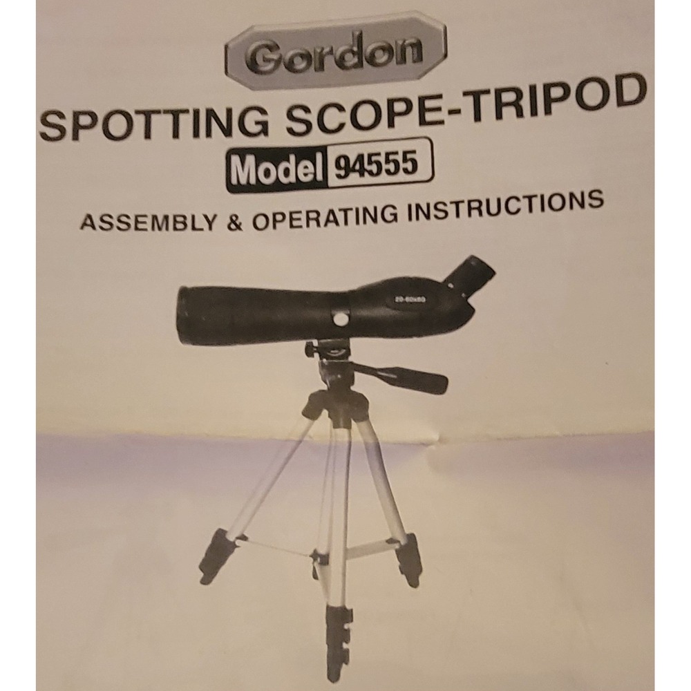 Gordon Spotting Scope Tripod Kit 20-60x60mm Angled Zoom Model 94555 with Case